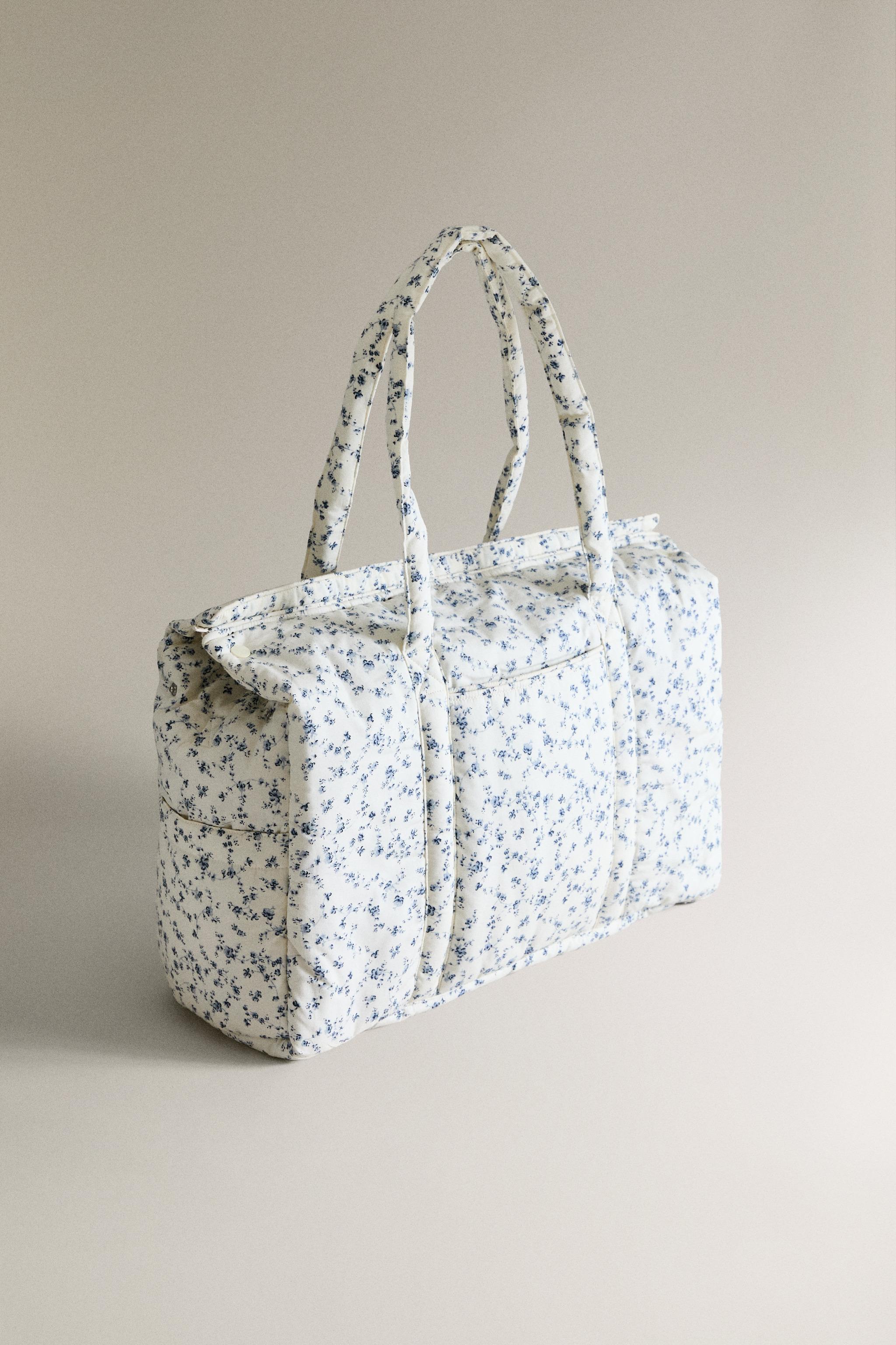 COTTON BLUE FLORAL DIAPER BAG